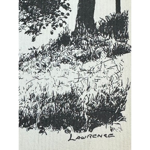 Louise Lawrence Poem The Old Covered Bridge Sketch Drawing Unframed Vintage - Picture 4 of 6